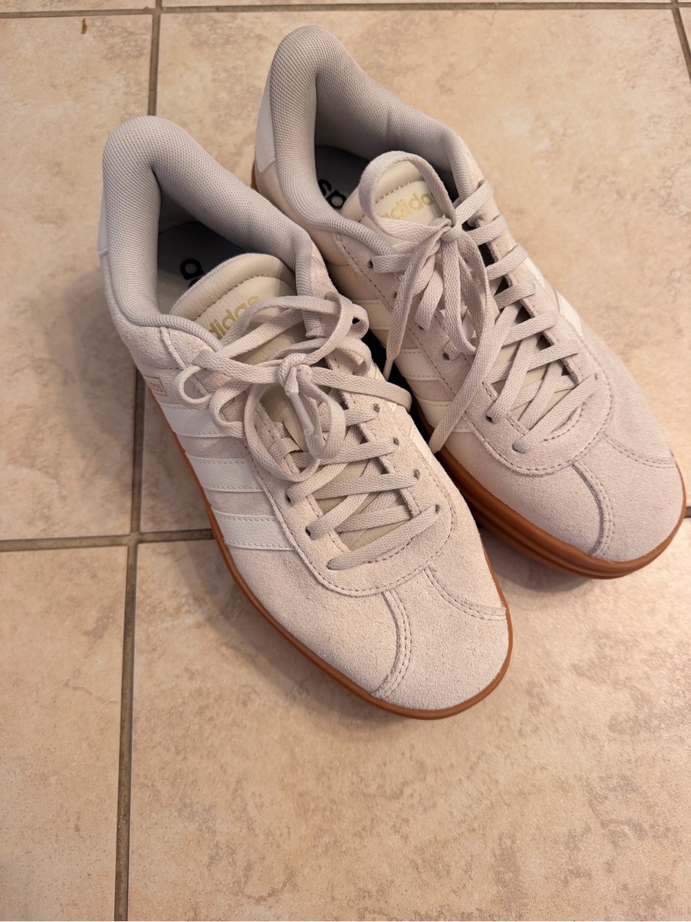 adidas Men's Light Beige Suede Sneakers with Gum Outsole